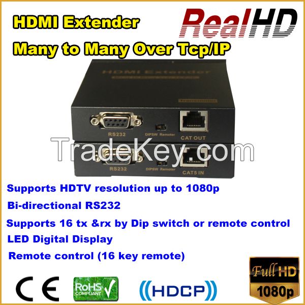 16 Key remote many to many HDMI extender 3D-Support