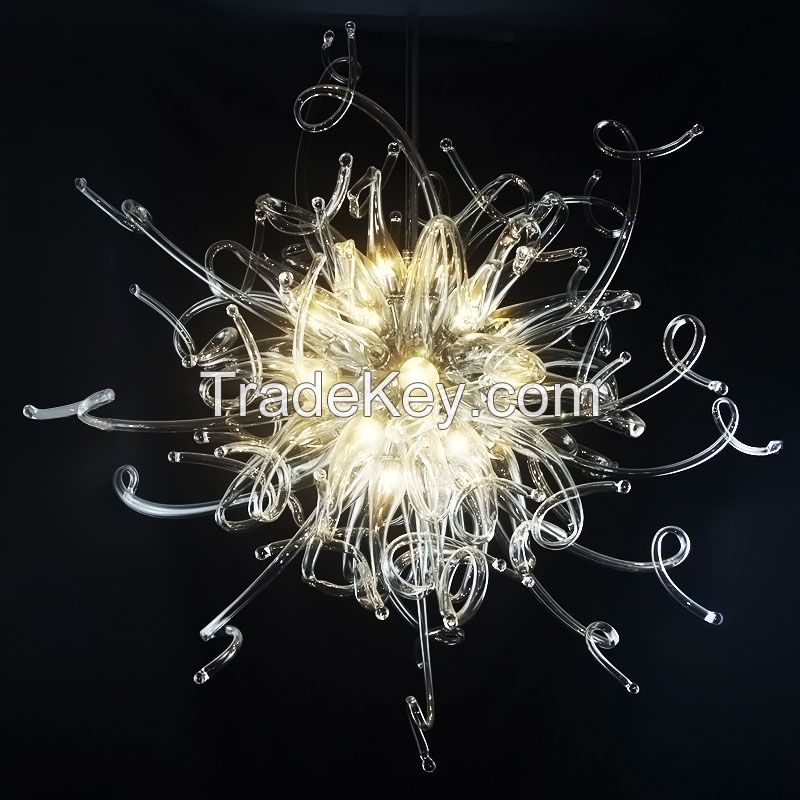 Modern home center decoration Hand blown art white clear murano glass chandeliers