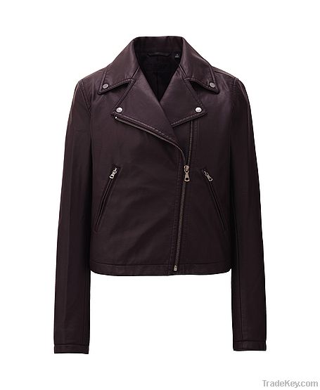 PU Synthetic Biker Brown Leather Jackets