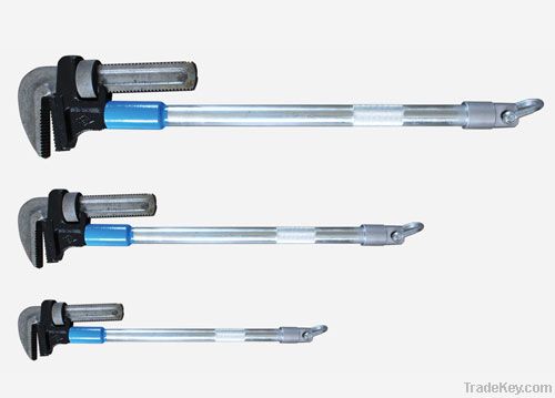 Thrust augmentation prepared pipe wrench