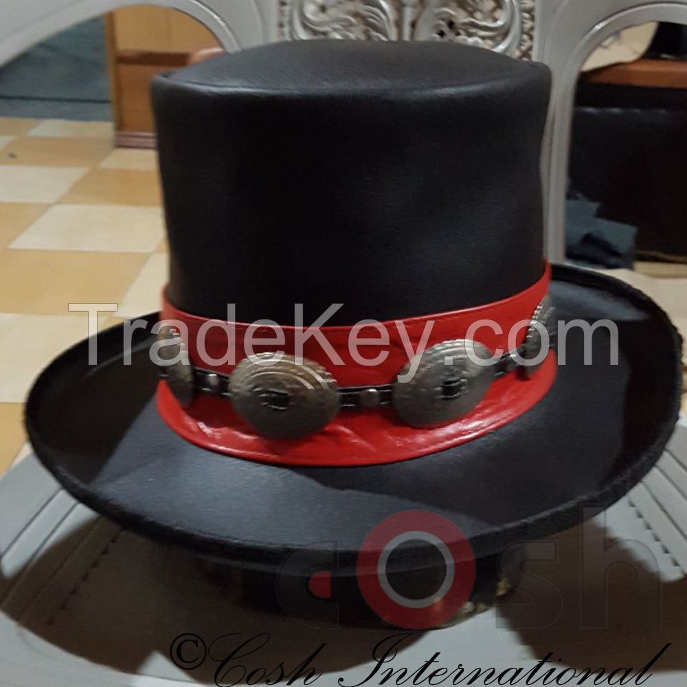 Black Leather Gothic Hat