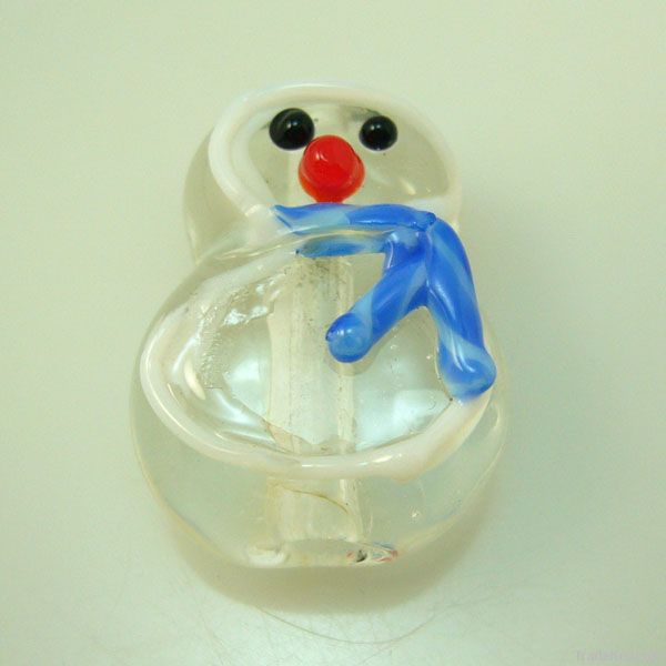 lampwork glass snowman beads