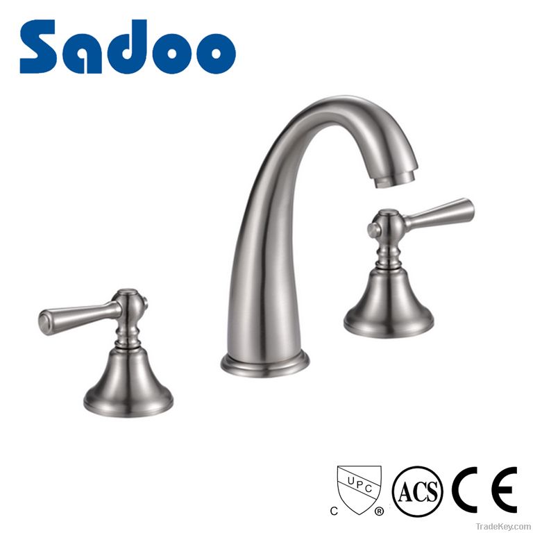 Dual handle brushed basin faucet