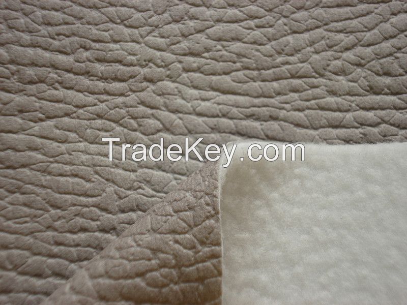 Embossed Suede Polyester Leather Fabric with Brushed Back