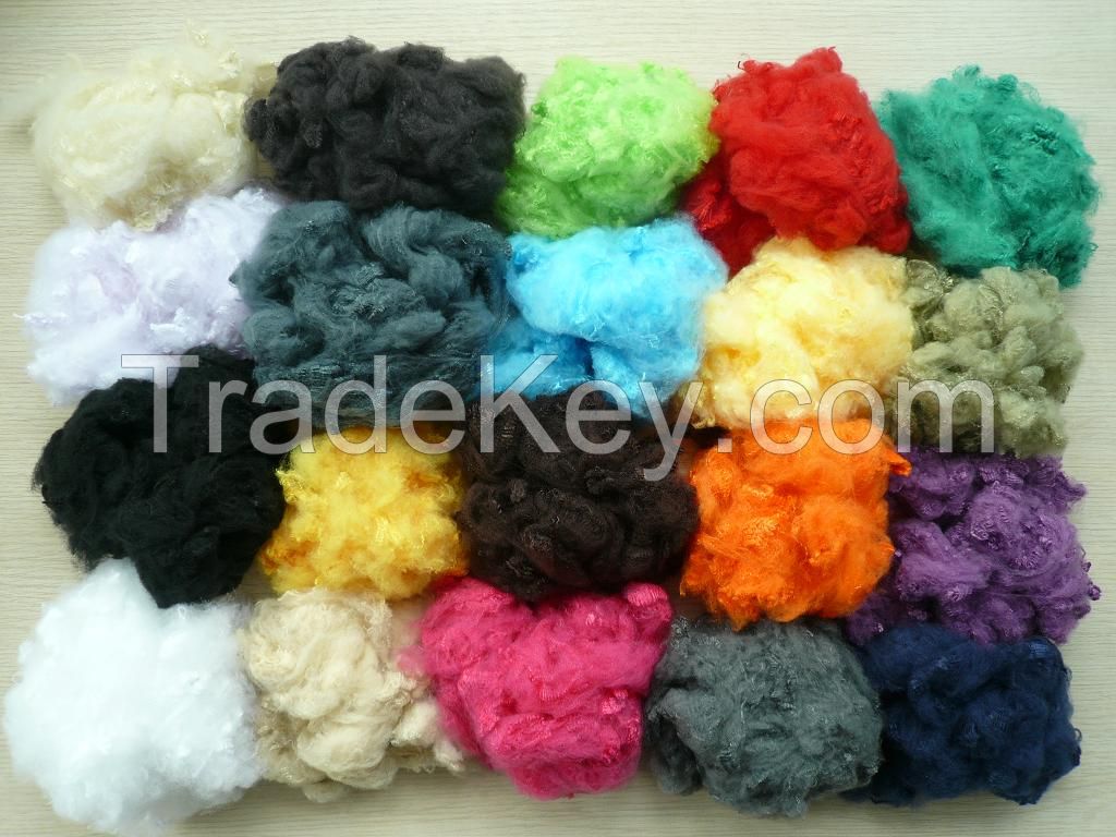 recycled dope dyed polyester staple fiber