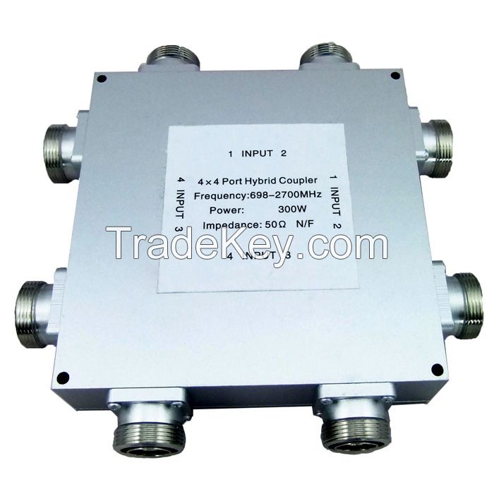 4*4 Hybrid Coupler (800-2500/800-2700/698-2700MHz, 200/200W, N/DIN, Micro-strip)