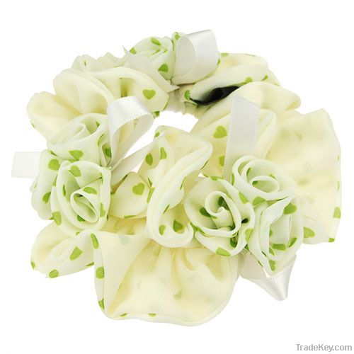 Pure white flower scrunchie for Grils