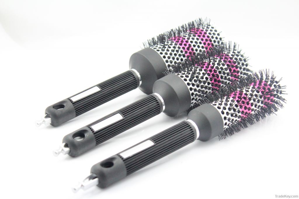 round hairbrushes with rubber handle and nylon vent hairbrush