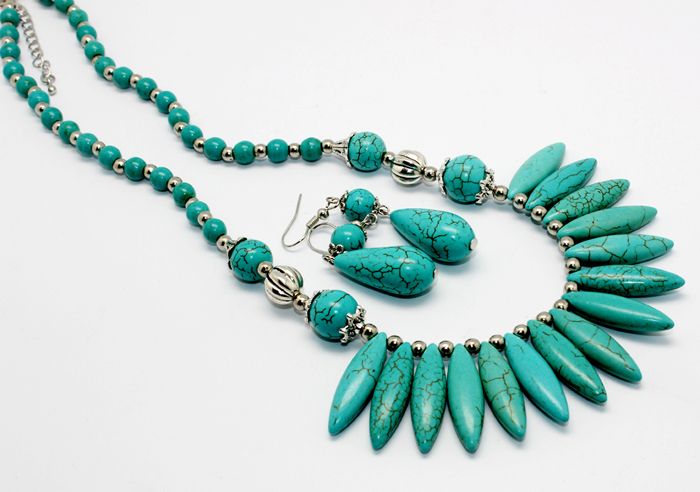 Turquoise stone necklace sets