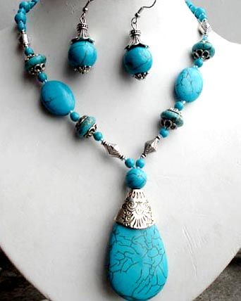 Turquoise stone necklace sets