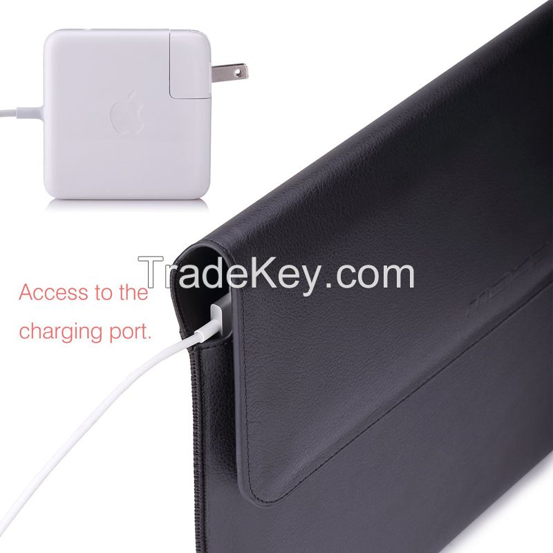 Reyon Macbook Air 12 inch Case - Leather Sleeve (Black) for Apple Macbook Air 12 and most tablets