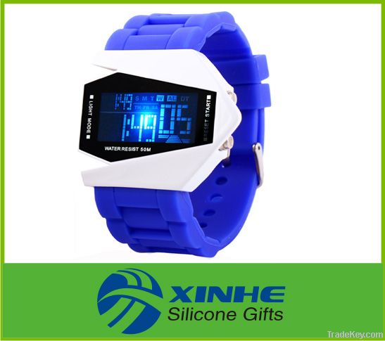 Fashion 5ATM silicone LED custom silicone watches