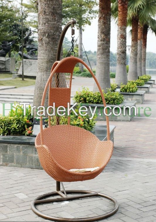 Outdoor Brown Rattan Hammock Chair Set Furniture