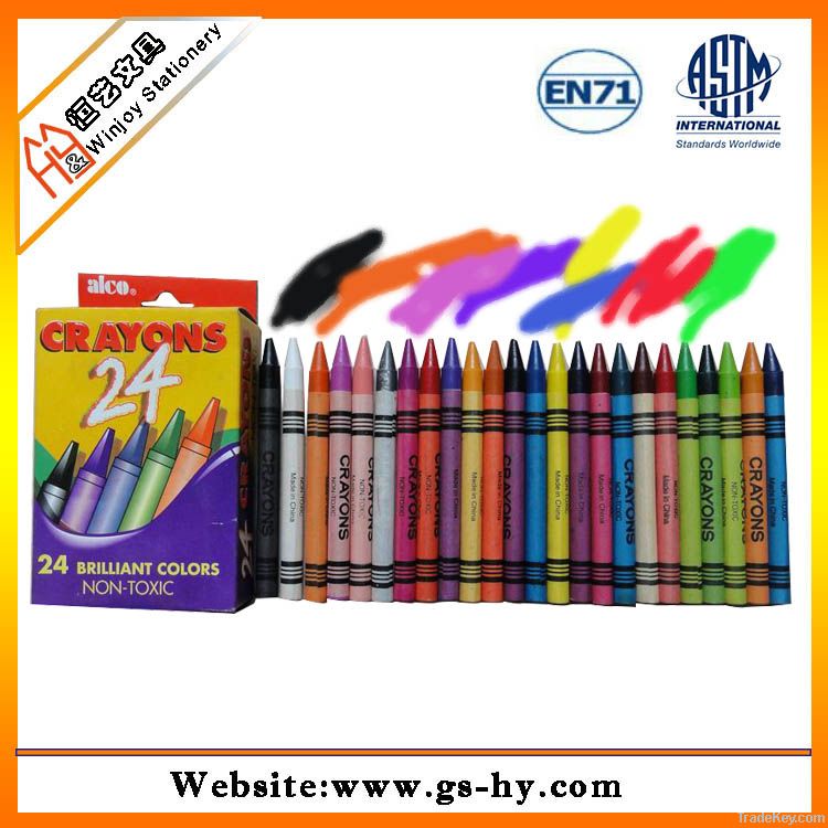 24 pcs wax crayons in a paper box, kids drawing set