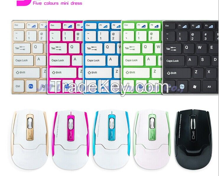 Very small size super slim wireless keyboard mouse set