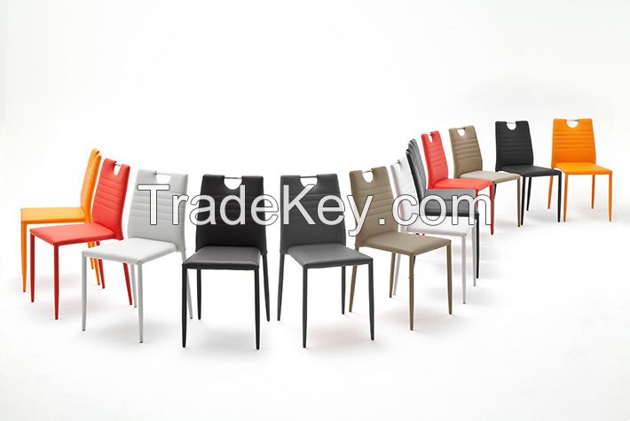 Colorful PU Dining Chair with Handle Leather Dining Chairs