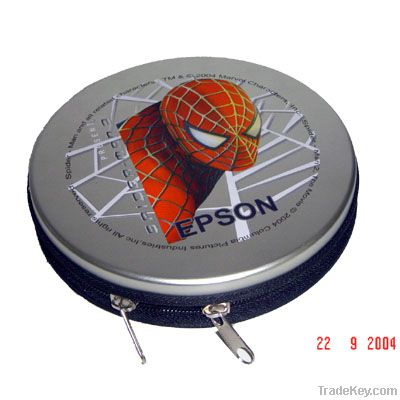 tin cd case with zipper dvd case cd box cd holder