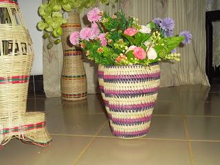 traditional pot flowers and baskets