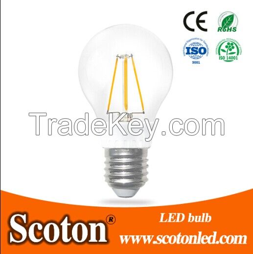 LED filament bulb 4W glass  material  360 degree