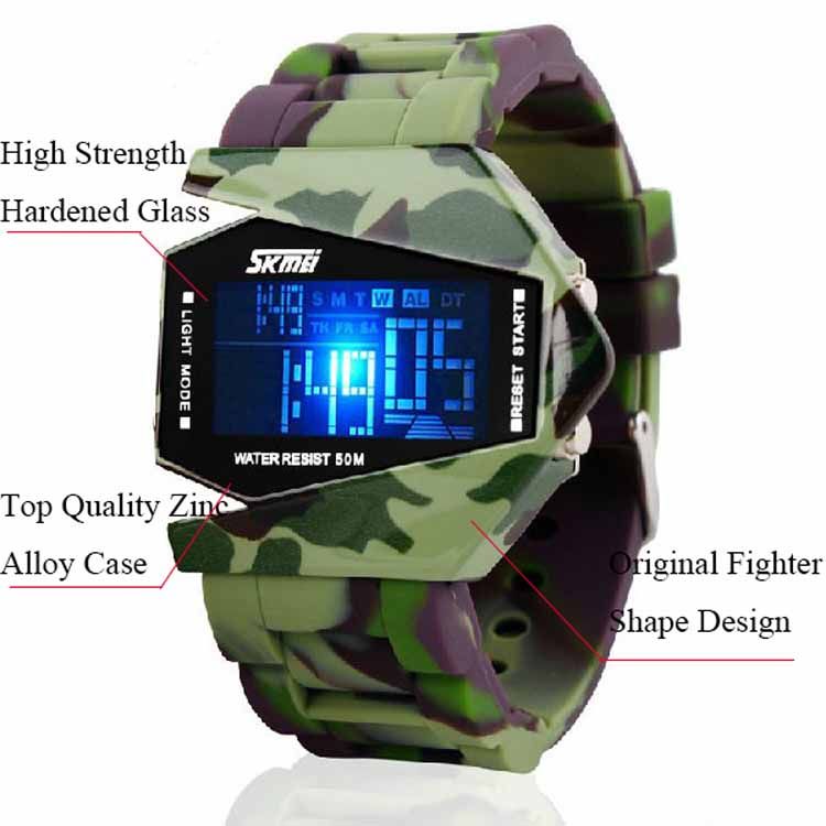 50M Water Resistant Fashion LCD Movement Men Military Watches