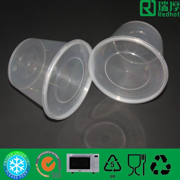 Disposable Take Away Microwaveable and Freezable Plastic Food Container 500ml