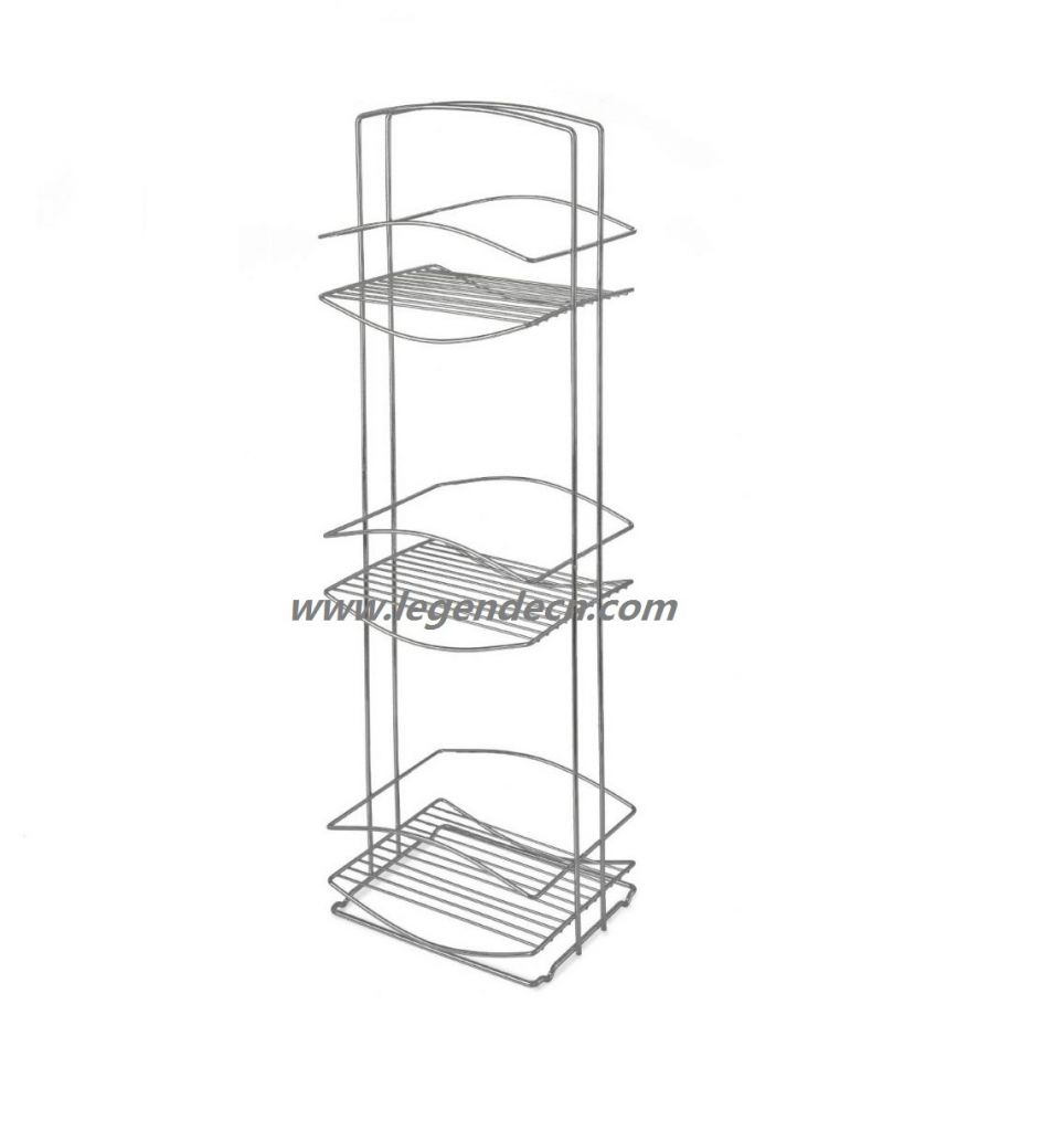 3 Tier Chrome Wire Free Standing Bathroom Shower Rack Caddy Organiser Holder