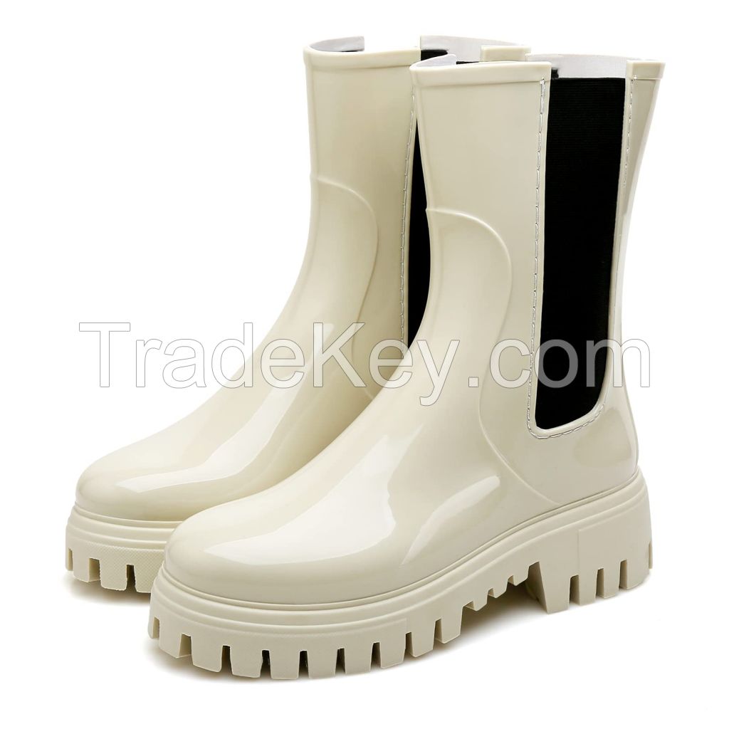 Women&#039;s Short Ankle Rain Boots Lightweight Chelsea Rubber Waterproof Booties