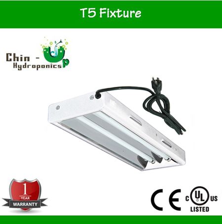 Grow light T5 fixture for hydroponics