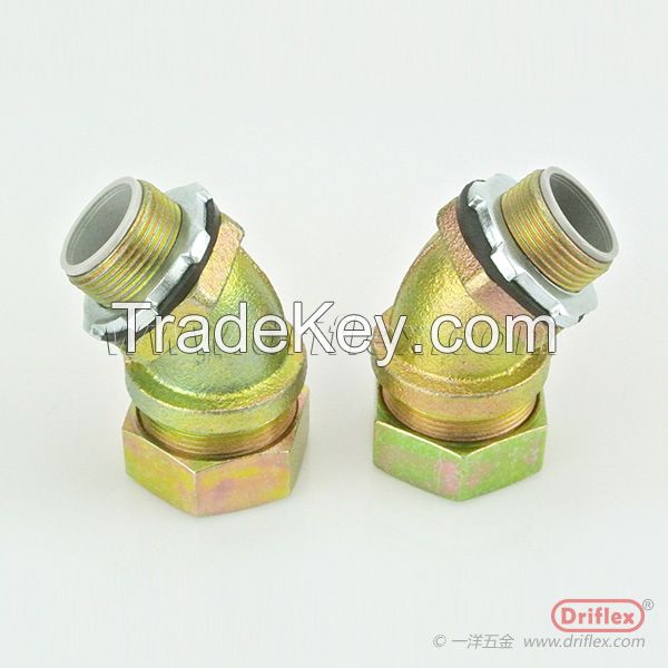 Malleable iron 45d Angle Connector for Flexible Metal Conduit or Liquidtight Conduit with PVC Jacketed