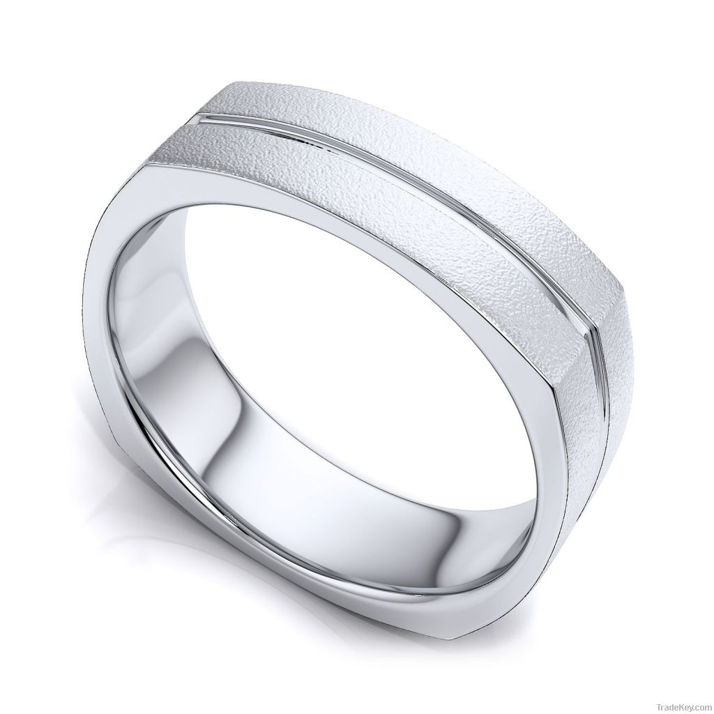 Two Tone Wedding Ring in 14k White Gold   (7mm) European Shank