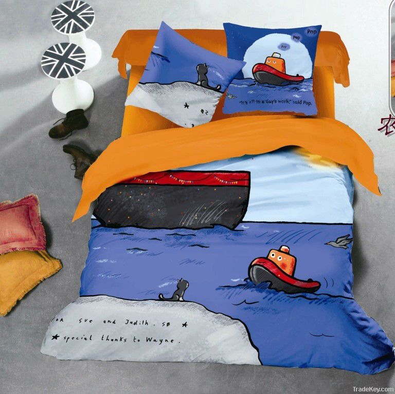 Cotton Brushed Cartoon Kids Bedlinen