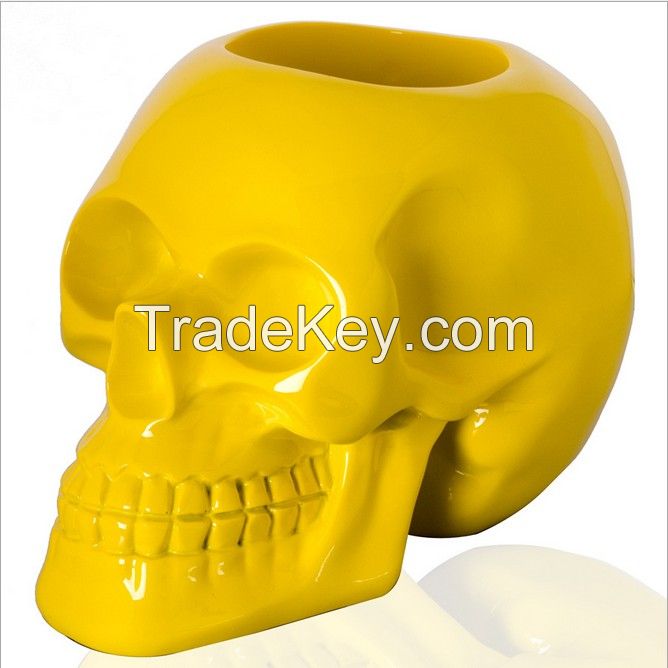 Custom high glossy geek design skull vase 