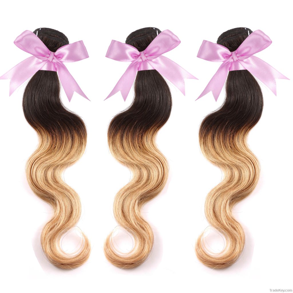 Free Shipping 2 tone colors Virgin Brazilian Human Hair 5A Grade