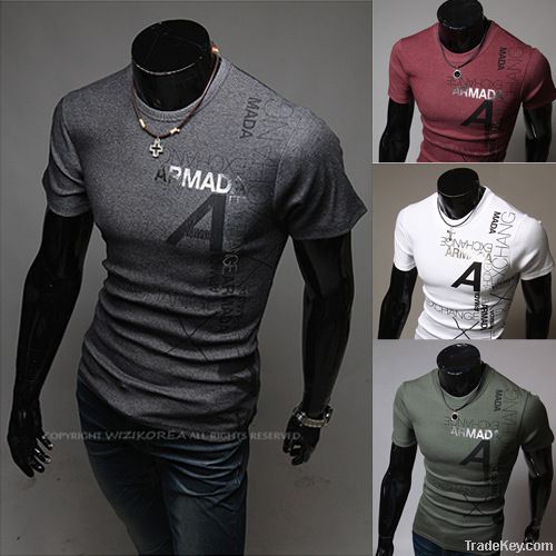 Men's fashion printing round collar short sleeve T-shirt