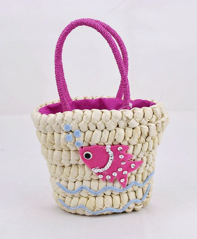 Fashion Recycled Kids Paper Straw Beach Bag 