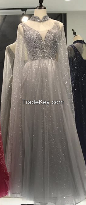 Wholesale Luxury Evening Dress Wedding Sequins Beading Party Formal Dress 