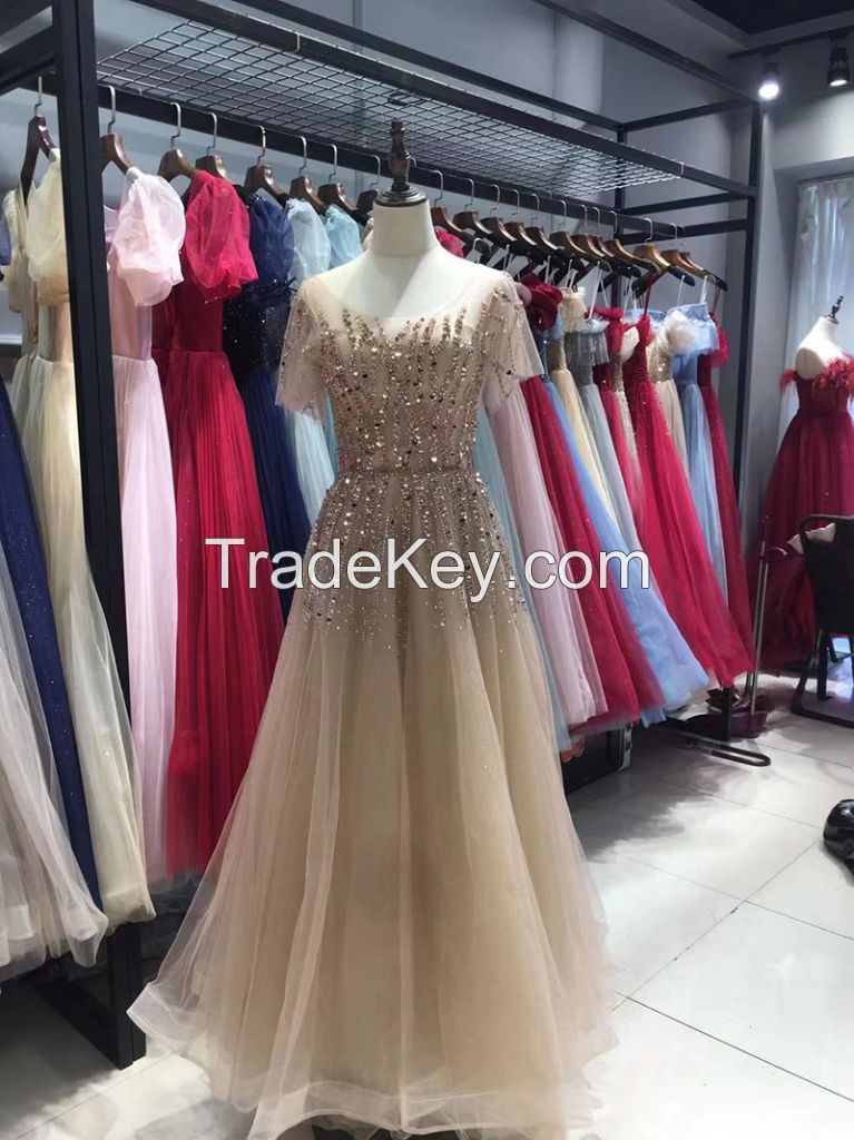 Wholesale Luxury Evening Dress Wedding Sequins Beading Party Formal Dress 