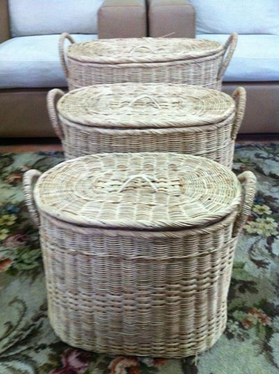 Basket BAMBOO RATTAN WOOD WOODEN fashionable design handles/ Natural home storage oranization Wood Bamboo handmade Basket