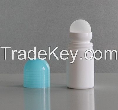 50ml White Roll-on Bottle with Light Blue Screw Cap