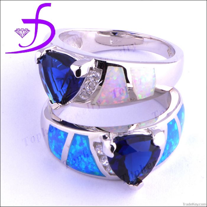 New arrivel fashion 925 silver jewelry silver blue fire opal ring