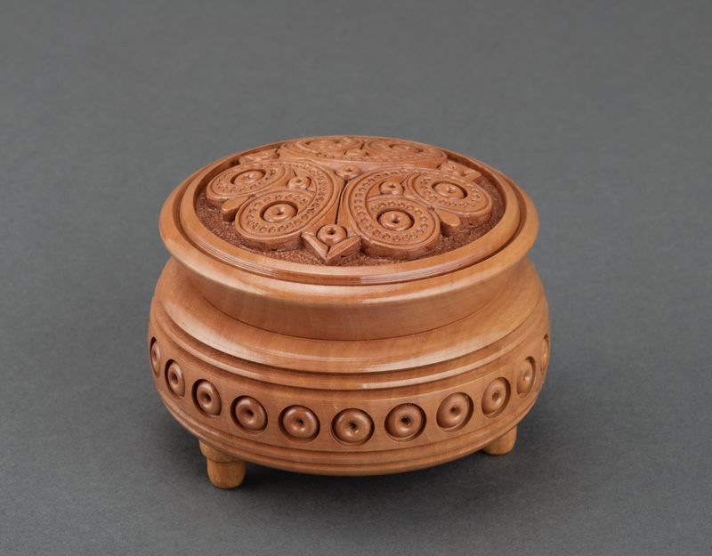 Small round wooden box