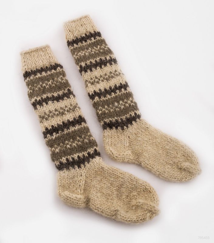 Warm woolen knee socks knitted by hand