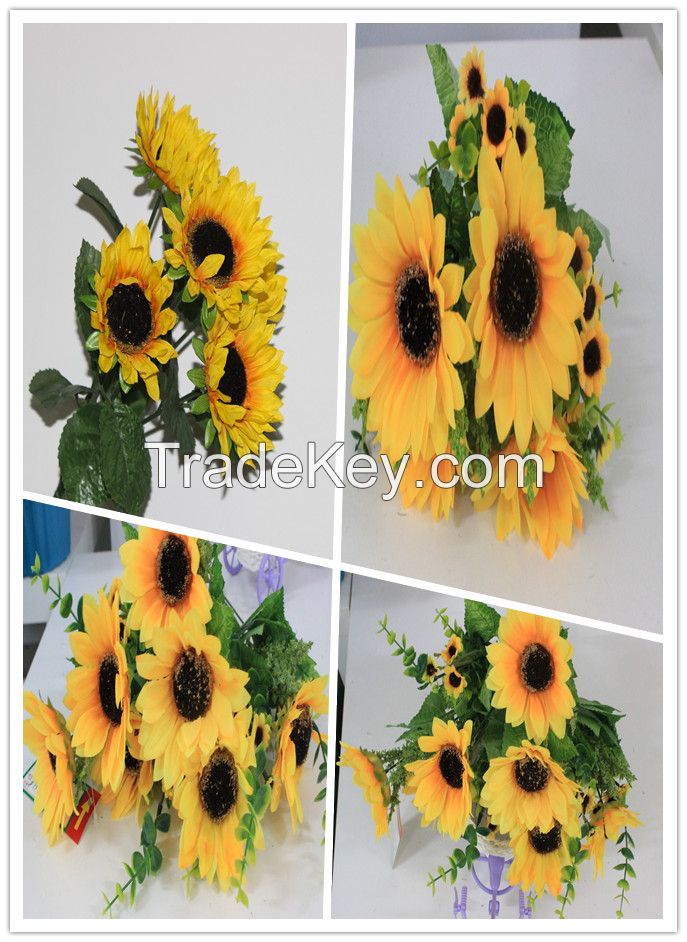 artificial wholesale bouquet sunflower, bunch flowers on sale