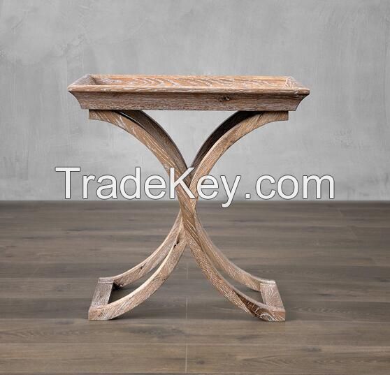 French Antique Finshing Restaurant Side Wooden Coffee Table, Reproduction Antique Chair used for hotel