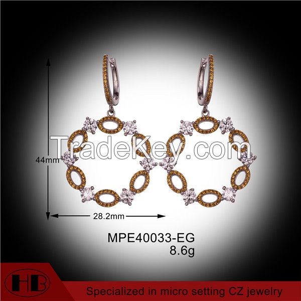 Top Selling Marquis Shape Fashion Cubic Zirconia Silver Earrings