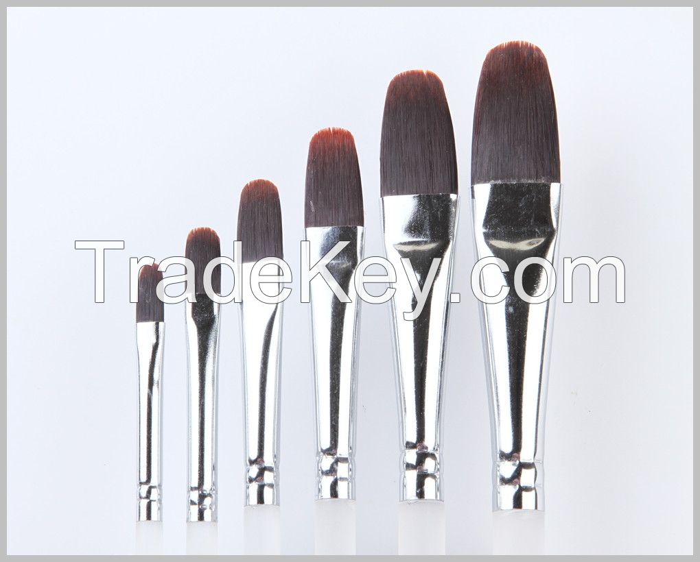 Acrylic Nylon Artist Paint Brushes set 6pcs/box Filbert Brushes Transparent Acrylic Handle 209