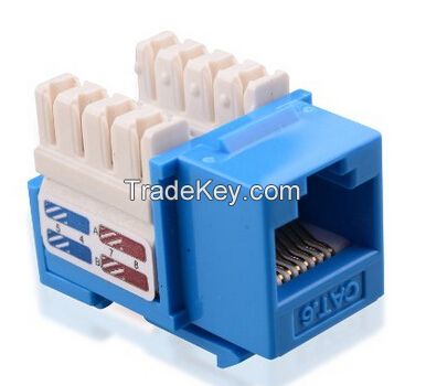  Cat6 RJ45 Keystone Jack in Blue and Keystone Punch-Down Stand