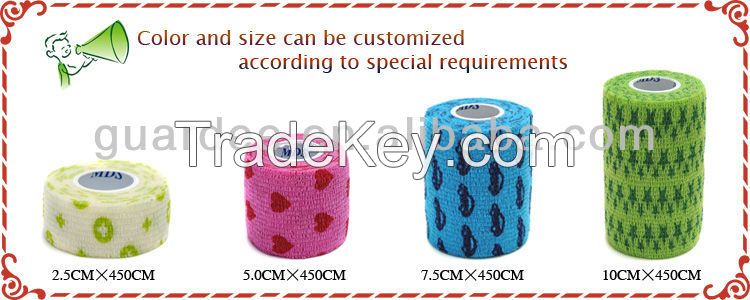 CE Approved Veterinary Self Sticky Colored Cohesive Elastic Bandage