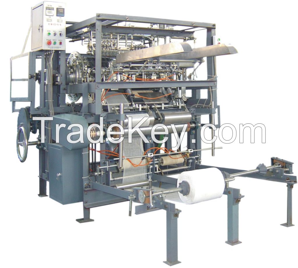 Gauze folding machine with folding edge 