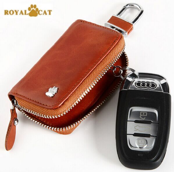 genuine leather bag car key wallet digital storage bag key holder key